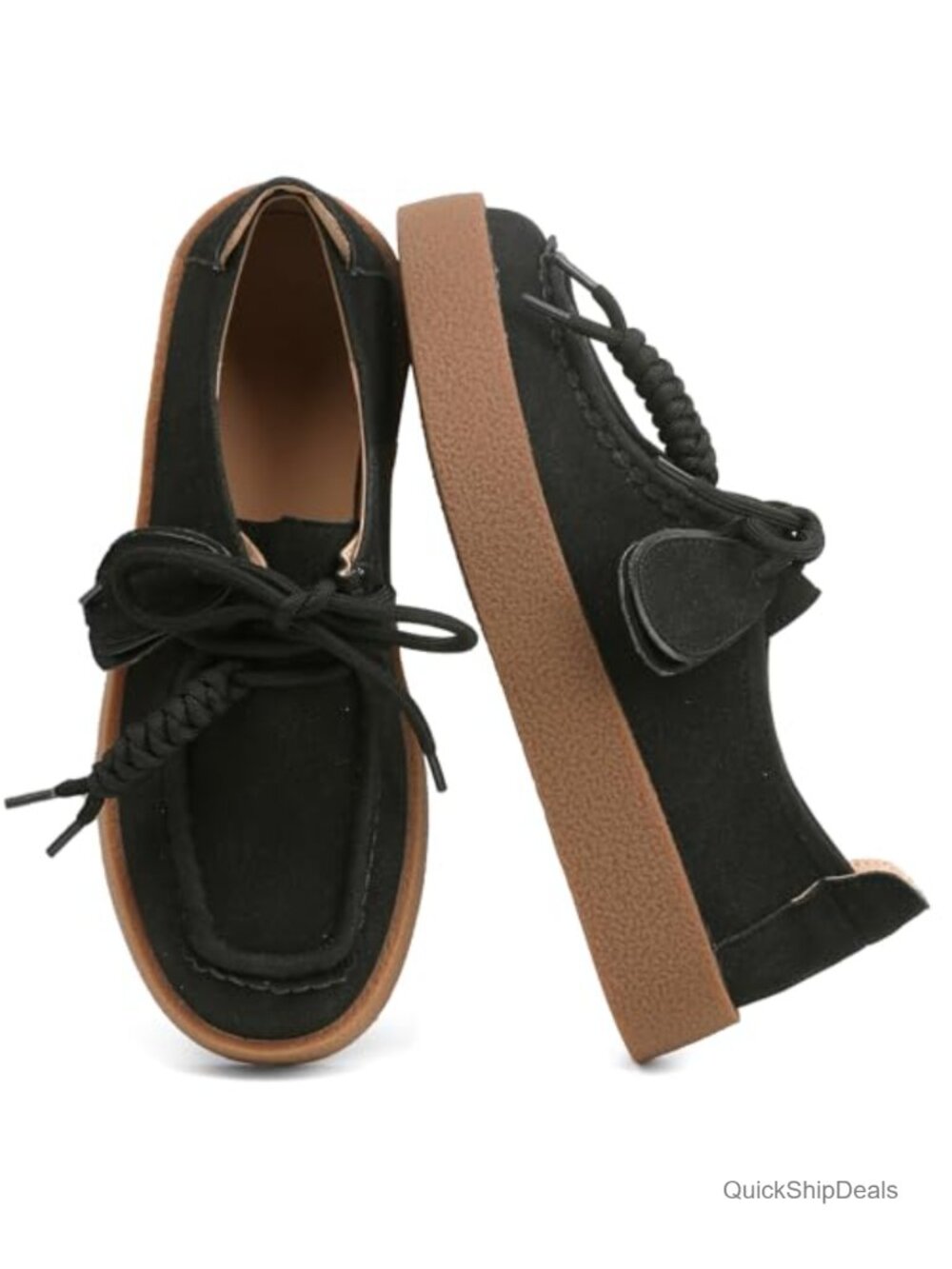 Faux Suede Women's Loafers, Lace-Up Oxfords, Chunky Platform Shoes, Office &